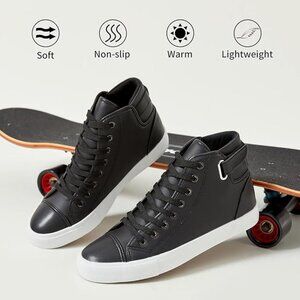 Yageyan Men White high top Sneakers for Casual Black